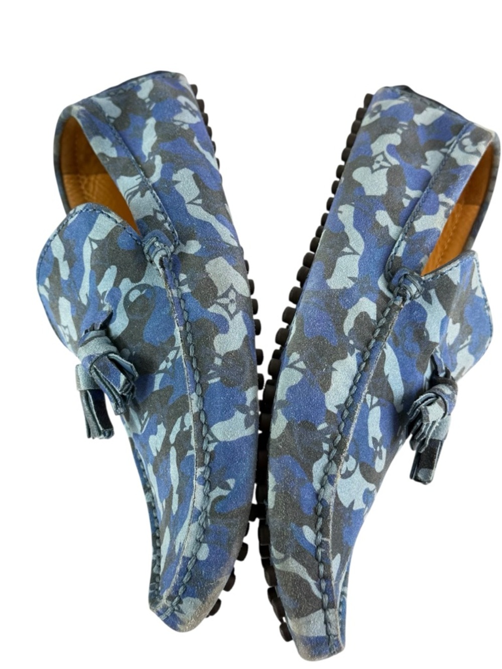 LOUIS VUITTON Palm Spring Blue Camo Suede Men's Mocassin 7UK - 8US - Picture 13 of 14